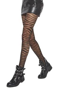 Adrian Damen schwarze sexy durchsichtige Strumpfhose mit Zebra Tiermuster von Adrian