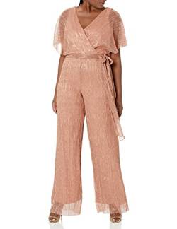 Adrianna Papell (ADRIL) Damen Metallic Pleat Jumpsuit Cocktailkleid, Rose Gold, 34 von Adrianna Papell