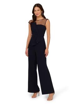 Adrianna Papell Damen Jumpsuit aus gestricktem Krepp Overall, Mitternacht/Ausflug, einfarbig (Midnight//Getaway Solids), 4 von Adrianna Papell