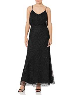 Adrianna Papell Damen Long Beaded Blouson Kleid, Schwarz, 42 EU von Adrianna Papell