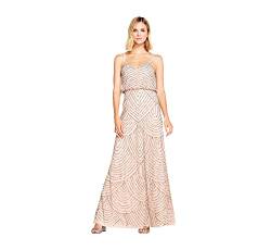 Adrianna Papell Women's Long Beaded Blouson Gown, Taupe/Pink, 4 von Adrianna Papell