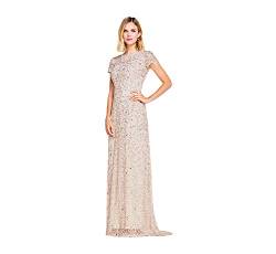 Adrianna Papell Women's Short Sleeve All Over Sequin Gown, Blush, 4 von Adrianna Papell