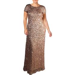 Adrianna Papell Women's Short-Sleeve All Over Sequin Gown, Rosegold, 12 von Adrianna Papell