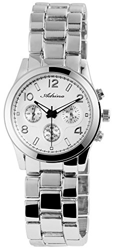 Adrina Damen-Uhr Metallarmband Faltschließe Eleganz Analog Quarz 1800026 (silberfarbig) von Adrina