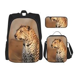 AeRko 3D niedlicher Tierdruck Mittelschule Schüler Rucksack Mittagessen Tasche Set Stifttaschen Mode langlebig große Büchertasche 40,6 cm (Farbe: C) von AeRko