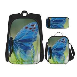 AeRko Mittelschule Student Rucksack Mittagessen Tasche Set Stifttaschen Mode Langlebig Große Büchertasche Niedlicher Tierdruck (Farbe: A) von AeRko