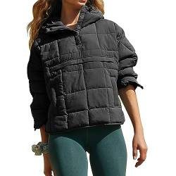 AeasyG Women's Oversized Quilted Pullover Puffer Jacket Packable Hooded Lightweight Casual Warm Winter Long Sleeve Coat Tops Outwear von AeasyG