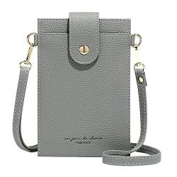 Aeeque Handy Umhängetasche Damen, Handytasche zum Umhängen Leder,Crossbody Phone Tasche mit Kartenfächer Geldbörse Portemonnaie Kompatible mit iPhone 13 Pro max iPhone 13 mini iPhone 13 - Grau von Aeeque