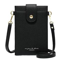 Aeeque Handy Umhängetasche Damen, Handytasche zum Umhängen Leder,Universal Crossbody Phone Tasche mit Kartenfächer Geldbörse Kompatible mit iPhone 13 Pro max iPhone 13 mini - Schwarz von Aeeque