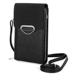 Handytasche zum Umhängen Damen,Aeeque Handytasche mit Geldbörse zum Umhängen PU-Leder Mädchen,Crossbody Tasche Schultertasche mit Verstellbar Abnehmbar Schultergurt für Handy unter 6,7 Zoll - Schwarz von Aeeque