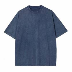 Aelfric Eden Herren Basic Oversized Tshirt Unisex Summer Einfarbig T-Shirt Casual Baumwolle Shirt Kurzarm Rundhals Heavy Tee 02-dunkelblau, XL von Aelfric Eden