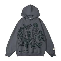 Aelfric Eden Herren Y2K Sweatshirt Hoody mit Kapuze Damen Oversize College Vintage Graphic Hoodie Sweatjacke Pullover Grau L von Aelfric Eden