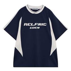 Aelfric Eden T-Shirt Sommer Herren Tshirt Damen Oversize Baseball Oberteile Fußball Trikot Kurzarm Vintage Casual Tee Sportshirt Blau L von Aelfric Eden