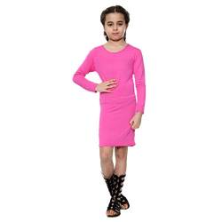 Aelstores Bodycon Midi-Kleid für Mädchen, einfarbig, lang, Stretch, Rundhalsausschnitt, 5–14 Jahre Gr. 11-12 Jahre, kirschrot von Aelstores