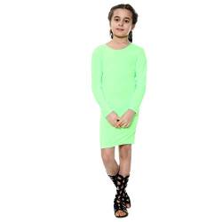 Aelstores Bodycon Midi-Kleid für Mädchen, einfarbig, lang, Stretch, Rundhalsausschnitt, 5–14 Jahre Gr. 5-6 Jahre, neon green von Aelstores