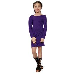 Aelstores Bodycon Midi-Kleid für Mädchen, einfarbig, lang, Stretch, Rundhalsausschnitt, 5–14 Jahre Gr. 9-10 Jahre, violett von Aelstores