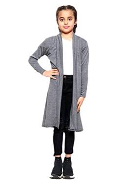 Aelstores Mädchen Freund Maxi Cardigan Plain Langarm Mode Open Front Top School Pullover Holzkohle 11-12 Jahre von Aelstores