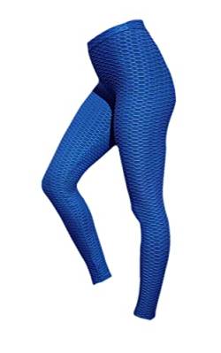 Aelstores Mädchen-Leggings mit Waffelmuster, Anti-Cellulite-Gerüscht, strukturierte Blasen-Yogahose, 3–14 Jahre Gr. 13-14 Jahre, blau von Aelstores