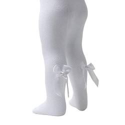 Baby Mädchen Strumpfhose Herzdruck mit Schleife Strümpfe Pom Rich Baumwolle Leggings Kleinkind Neugeborene - 5 Jahre, Weißer Chevron-Druck (T120 Schleife)., 4-5 Jahre von Aelstores