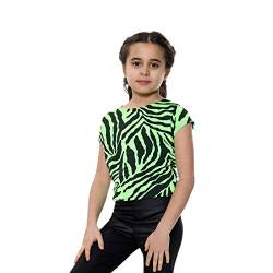 Mädchen Crop Top Zebra Print Animal Striped Stretch T-Shirt Sommer Neon Tee Tops 5-14 Jahre Gr. 9-10 Jahre, neon green von Aelstores