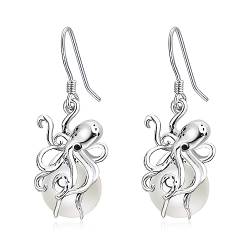 Oktopus Ohrringe Sterling Silber Tropfen baumeln Perle Ohrringe für Frauen Perle Oktopus Schmuck Geschenk für Frauen Mädchen von Aeneas