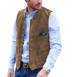 AeoTeokey Herren Anzug Weste Wildleder Vintage Casual Western Cowboy Weste(Braun,XL) von AeoTeokey