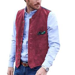 AeoTeokey Herren Anzug Weste Wildleder Vintage Casual Western Cowboy Weste(Fuchsia,XL) von AeoTeokey