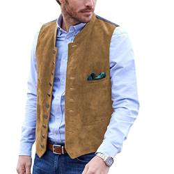 AeoTeokey Herren Anzug Weste Wildleder Vintage Casual Western Cowboy Weste(Gold,XL) von AeoTeokey