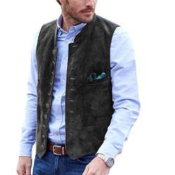 AeoTeokey Herren Anzug Weste Wildleder Vintage Casual Western Cowboy Weste(Schwarz,S) von AeoTeokey