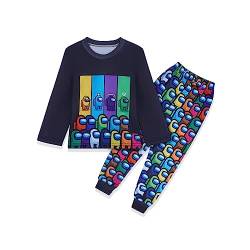 Jungen Kurz Pyjama Set Kinder Spiel Kurzarm Pjs Nachtwäsche Nachtwäsche 2-teiliges Outfit, Schwarz , 116 von Aepotumn