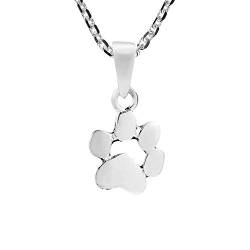 AeraVida Charming Pet Paw Print .925 Sterling Silber Anhänger Halskette | Minimalistische Sterling Silber Halskette für Frauen | Schicke lange Halsketten für Frauen von AeraVida