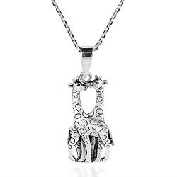 AeraVida Giraffe Paar verliebt .925 Sterling Silber Anhänger Halskette von AeraVida