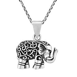 AeraVida Glorious Royal Elephant .925 Sterling Silber Anhänger Halskette | Sterling Silber Halskette für Frauen | Lange Halsketten für Frauen | Halskette Damen von AeraVida