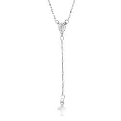 AeraVida Halskette aus 925er Sterlingsilber mit Rosenkranz-inspiriertem Kreuz, Puzzleteil, Halskette für Damen, Halskette mit Anhänger für Damen von AeraVida