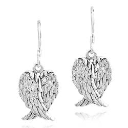 AeraVida Himmlische Liebe Herzförmige Engelsflügel .925 Sterling Silber Dangle Ohrringe von AeraVida