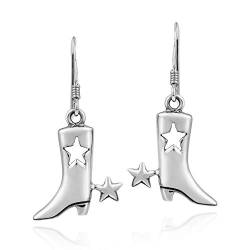 AeraVida Stilvolle Ohrringe mit Sternen und Cowboystiefeln, 925er Sterlingsilber, baumelnde Ohrringe für Frauen von AeraVida