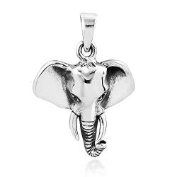 AeraVida Tierliebhaber Safari Elefantenkopf .925 Sterling Silber Anhänger Elefant Anhänger Halskette, Elefantenkopf Anhänger Halskette, Sterling Silber Elefant Anhänger Halskette von AeraVida