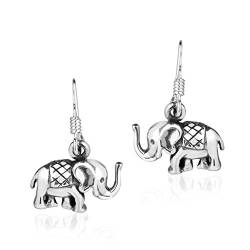 Mini Royal Thai Elefant 925 Sterling Silber baumelnde Ohrringe von AeraVida