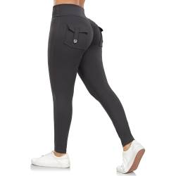 Aerides Sport Leggings Damen mit Gesäßtasche Blickdicht Cargo Leggins Yoga Sporthose High Waist Scrunch Leggings Lang Gym Yogahose(Schwarz, M) von Aerides