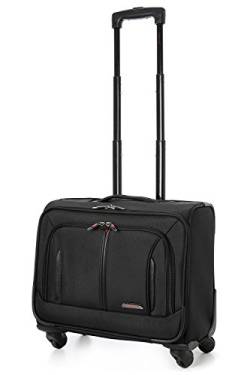 Aerolite 4 Rad Gepolstert Business Laptop Trolley Tasche Rollkoffer Laptoptasche Pilotenkoffer mit 4 Rädern für bis zu 15,6 Zoll Schwarz von Aerolite