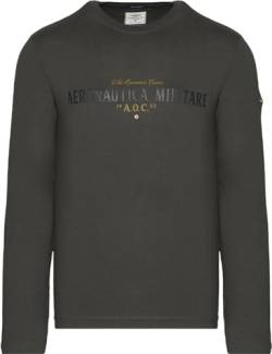 Aeronautica Militare A.O.C. Langarm-T-Shirt mit Gummidruck, Modell 232TS2187J538, grün, Medium von Aeronautica Militare