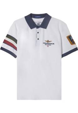 Aeronautica Militare Herren-Poloshirt PO1768, Weiß, Pilot, dreifarbig, Weiß, Large von Aeronautica Militare