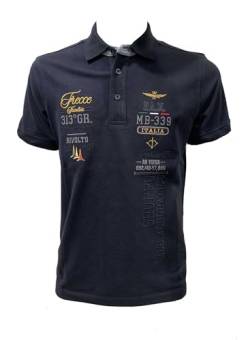 Aeronautica Militare PO1773 Herren-Poloshirt, Piqué, Trikot, T-Shirt, Kurzarm, dreifarbige Pfeile, marineblau, XL von Aeronautica Militare