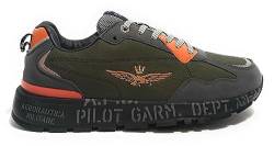 Sneaker Aeronautica Militare running ecosuede grigio/ arancione/ nylon verde militare U24AR02 232SC214 41 von Aeronautica Militare