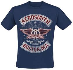 Aerosmith Boston Pride Männer T-Shirt Navy L 100% Baumwolle Band-Merch, Bands von Aerosmith
