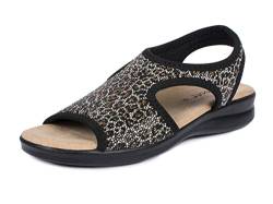 Aerosoft Damen Sandalette Stretch 05, extra leicht und mit rundum Stretch, in 5 Farben (Leopard schwarz, numeric_39) von Aerosoft