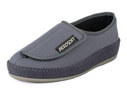 Aerosoft Halbschuh mit Klettverschluss, Gesundheitsschuh für Damen und Herren, ideal als Reha-Schuh, Verbandsschuh, Hausschuh, druckentlastend (Grau, Numeric_37) von Aerosoft