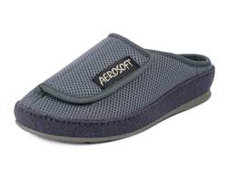 Aerosoft Pantolette mit Klettverschluss, Gesundheitsschuh für Damen und Herren, ideal als Reha-Schuh, Verbandsschuh, Hausschuh, druckentlastend (Grau, Numeric_45) von Aerosoft