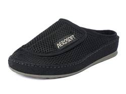 Aerosoft Pantolette mit Klettverschluss, Gesundheitsschuh für Damen und Herren, ideal als Reha-Schuh, Verbandsschuh, Hausschuh, druckentlastend (Schwarz, Numeric_39) von Aerosoft