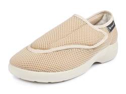 Aerosoft Reha-Halbschuh Stretch 17 Damen Herren Weite G-H Klettverschluss rutschhemmend (beige, Numeric_37) von Aerosoft